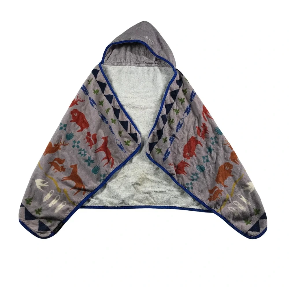 Pendleton Kids Hooded Towel Grey Wildlife Buffalo Deer XB263-53568